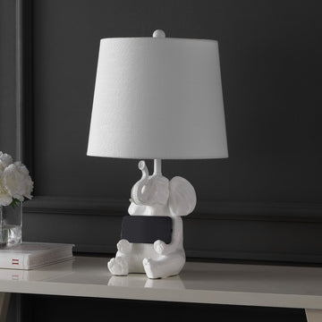 Kairi 21" Modern Shabby Chic Resin/Iron Happy Elephant LED Kids' Table Lamp with Phone Stand - JONATHAN Y